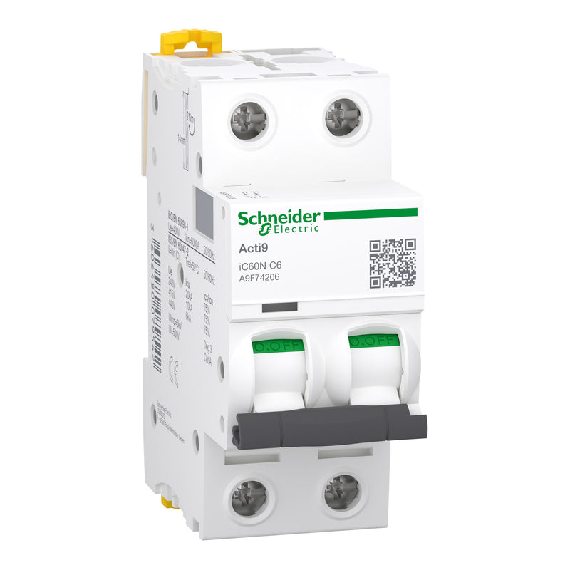 SCHNEIDER INT TERMOMAG P/RIEL 2P 6A C 6KA 440VAC 72VDC IC60N