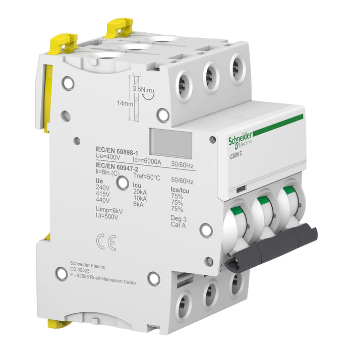 SCHNEIDER INT TERMOMAG P/RIEL 3P 40A C 6KA 440VAC 72VDC IC60N