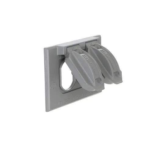 HUBBELL PLACA P/CONTACTO DUPLEX C/2 TAPAS INTEMPERIE GRIS