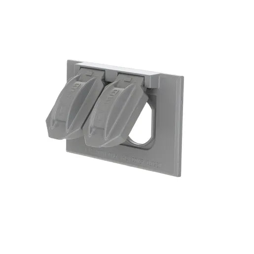 HUBBELL PLACA P/CONTACTO DUPLEX C/2 TAPAS INTEMPERIE GRIS