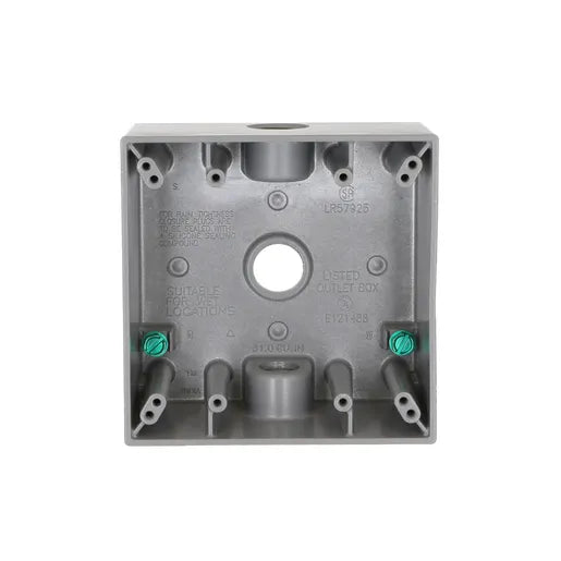 HUBELL WP BOX 2G 3 (1/2 OUTLETS) GRY