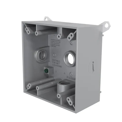 HUBBELL CAJA 2 GANGS TIPO ""X"" 5 SALIDAS 1/2P GRI FS1 DOBLE