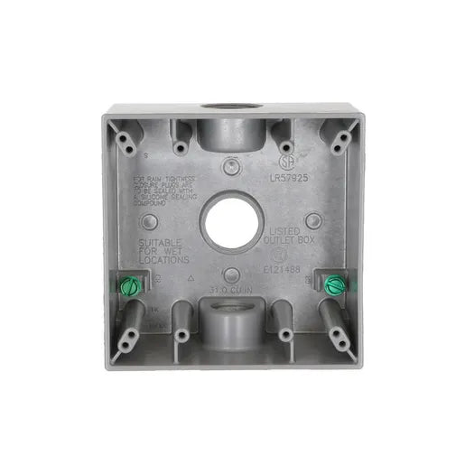 HUBBELL WP BOX 2G 3 (3/4 OUTLETS) GRY