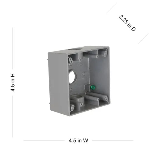 HUBBELL WP BOX 2G 3 (3/4 OUTLETS) GRY