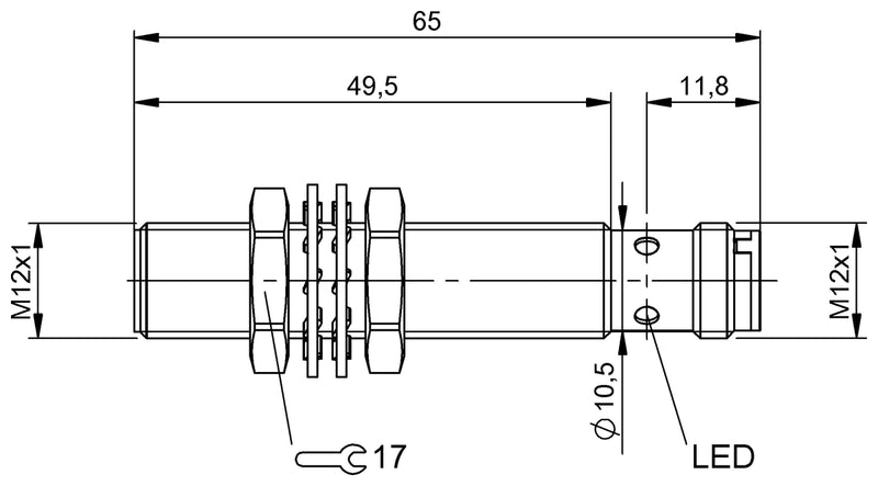 BALLUFF SENSOR INDUCTIVO M12x65 PNP NA RAS SN4mm LATON SIN NIQUEL CONEC M12 3P