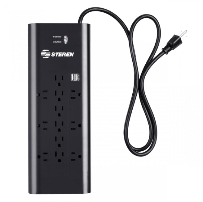 STEREN TIRA DE 12 CONTACTOS CON CARGADOR USB Y SUPRESOR DE PICOS