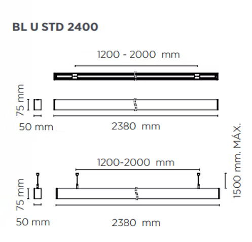 MAGG LUMINARIO LINEAL BL U STD SUSP 72W 100-305V 40K