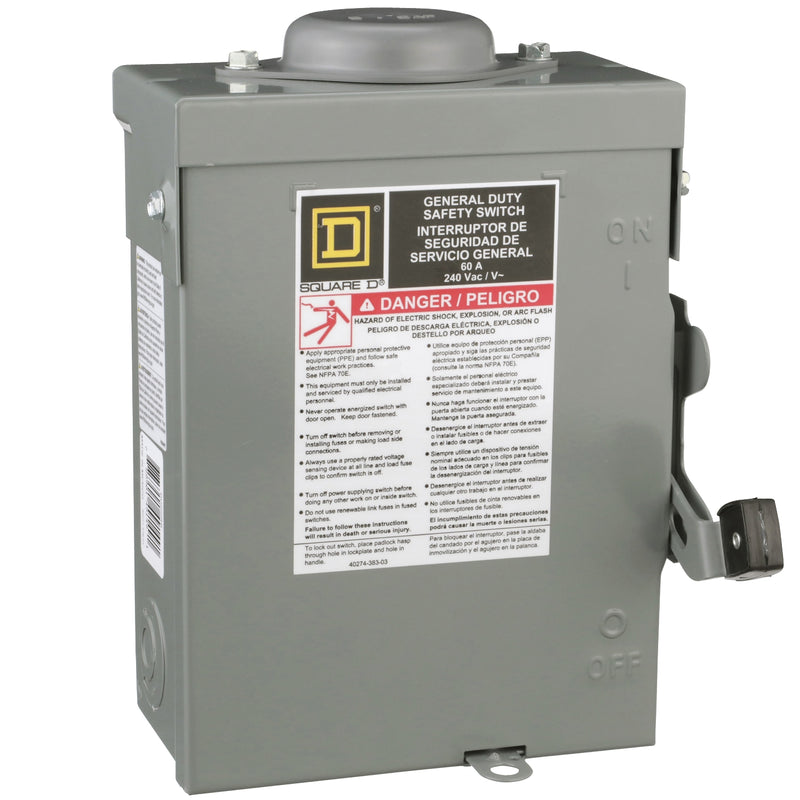 SQUARE D INT DE SEGURIDAD 2P 60 AMP 240V NEMA 3R