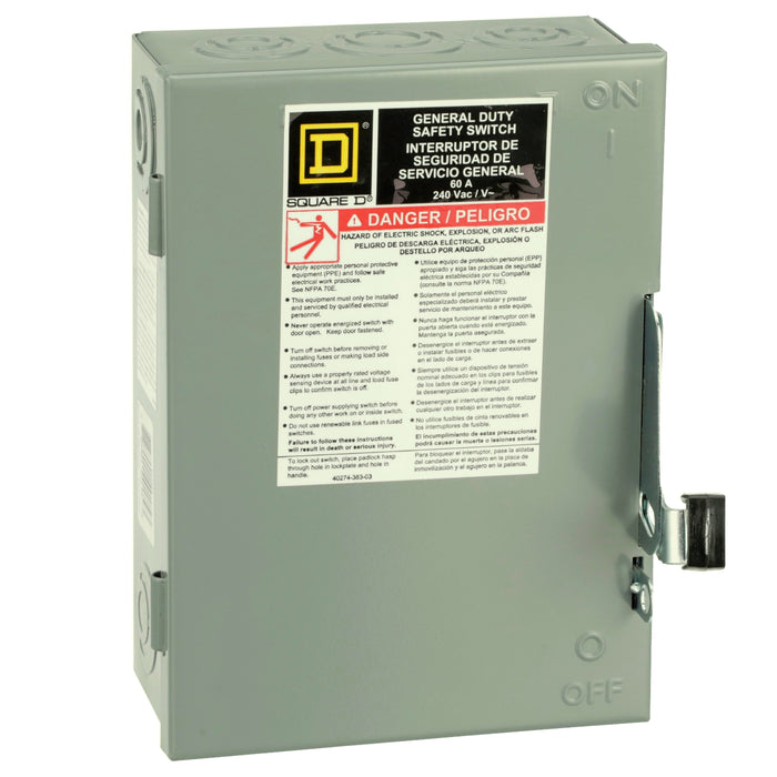 SQUARE D INTERRUPTOR DE SEGURIDAD SIN PORTAFUS 3X60A