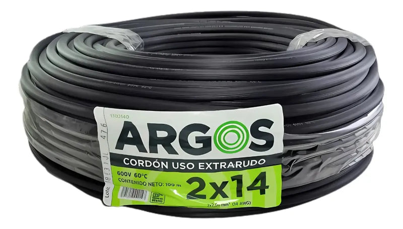 CABLE USO RUDO ARGOS 2X14 AWG NEGRO POR METRO 1302140