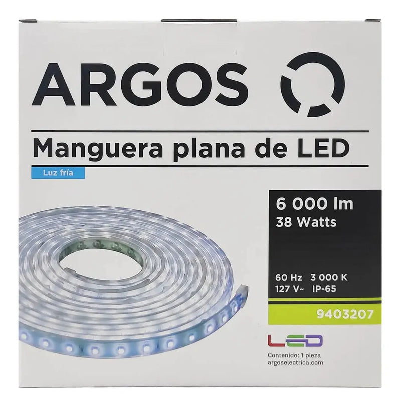 ARGOS MANGUERA PLANA DE 60 LED 38W 127V IP65 6000K