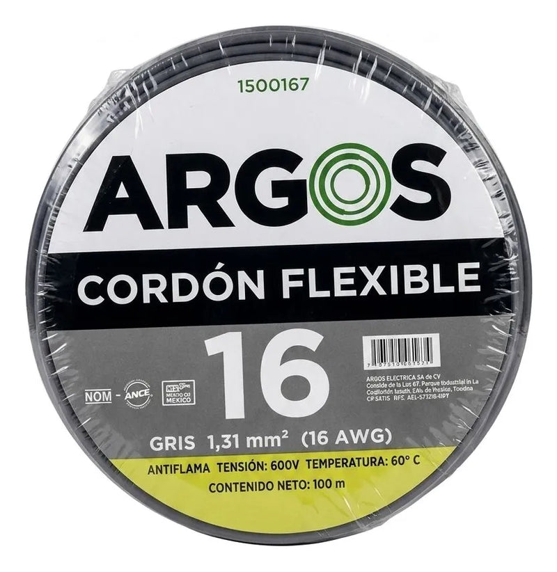 ARGOS CABLE AUTOMOTRIZ CAL. 16 AWG ROLLO GRIS