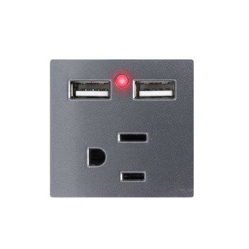 LUCEK PREM CONTACTO Y 2 USB ANODIZADO (REQ 2 PBL120)
