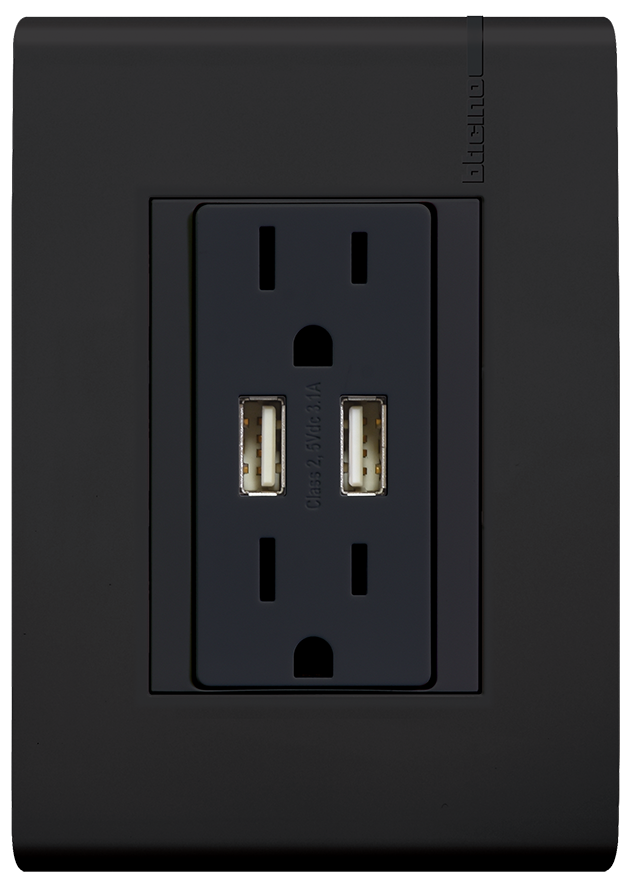 MODUS PRO TOMACORRIENTE DUPLEX + 2 USB C/PLACA NEGRO MATE