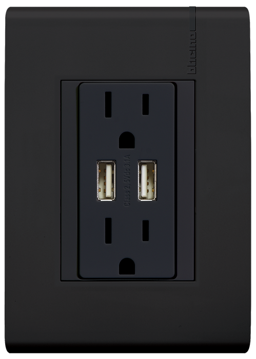 MODUS PRO TOMACORRIENTE DUPLEX + 2 USB C/PLACA NEGRO MATE