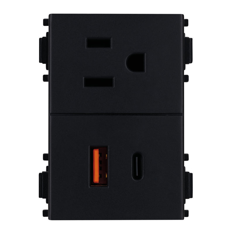 ESTEVEZ CONTACTO 2P+T + 1xUSB-A + 1xUSB-C BLACK