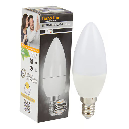 TECNOLITE LAMP LED VELA 4W100-240V3000KE14250LM EICE14-LED/4W/30