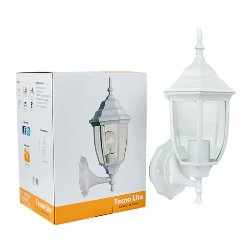 Farol Pared Cristal Claro Biselado P/E26 Blanco SKU: FTL-6002B
