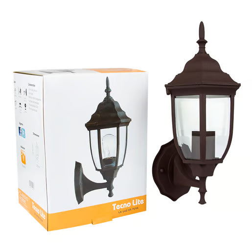 TECNOLITE FAROL PARED CRISTAL CLARO BISELADO P/E26 CAFÉ