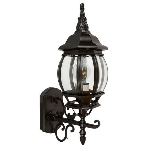 TECNOLITE FAROL PARED COLONIAL CRISTAL CLARO BISELADO NEGRO