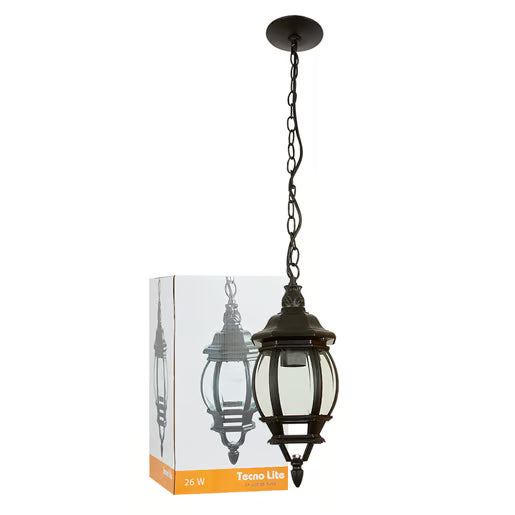 TECNOLITE FAROL COLGANTE COLONIAL CRISTAL BISELADO NEGRO