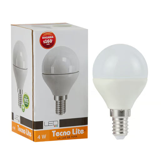TECNOLITE LAMP LED GLOBO 4W100-240V3000KE14250LM G45E14-LED/4W/30