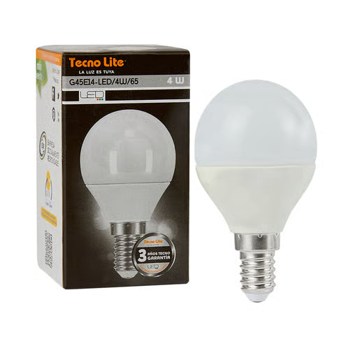 TECNOLITE LAMP LED GLOBO 4W100-240V6500KE14250LM G45E14-LED/4W/65