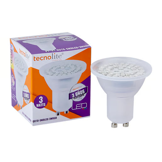 TECNOLITE DICROICO GU-10 LED COLORES RGB 127V