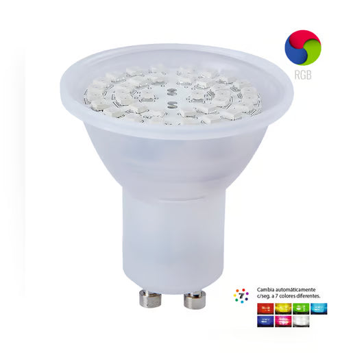 TECNOLITE DICROICO GU-10 LED COLORES RGB 127V
