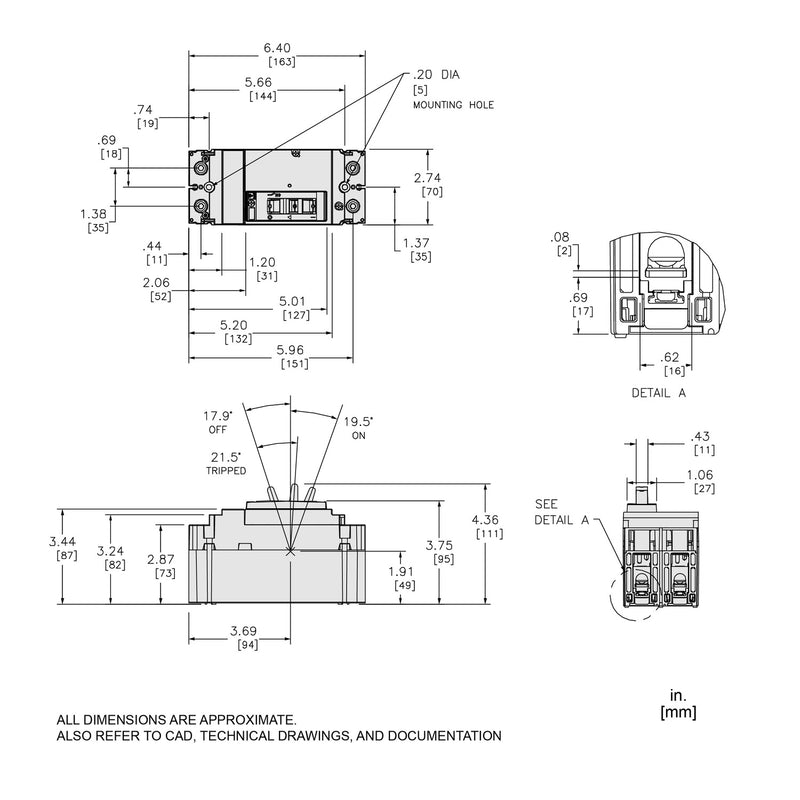 SQUARE D INT TERMOMAG C/ZAPATA 2X70A 18KA 480VAC 250VDC