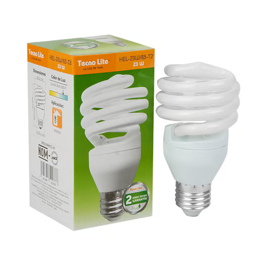 TECNOLITE LAMP FLUOR ESPIRALES 23W6500KE271600LM HEL-23W/65-T2