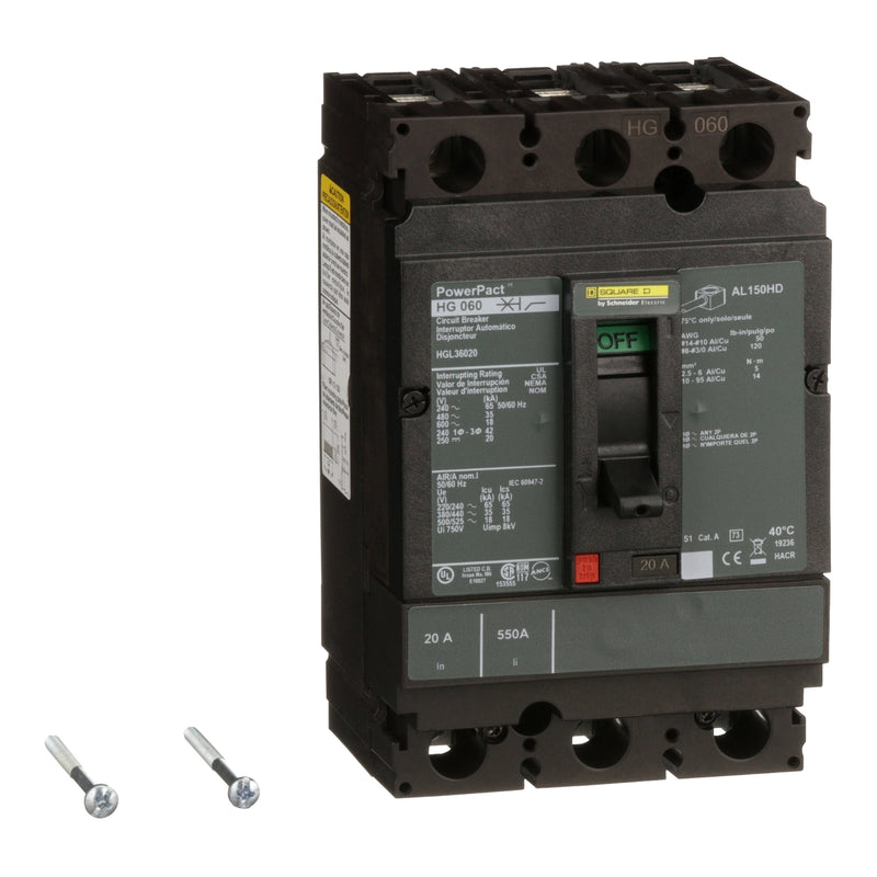 SQUARE D INT TERMOMAG C/ZAPATA 3X20A 35KA 480VAC 250VDC