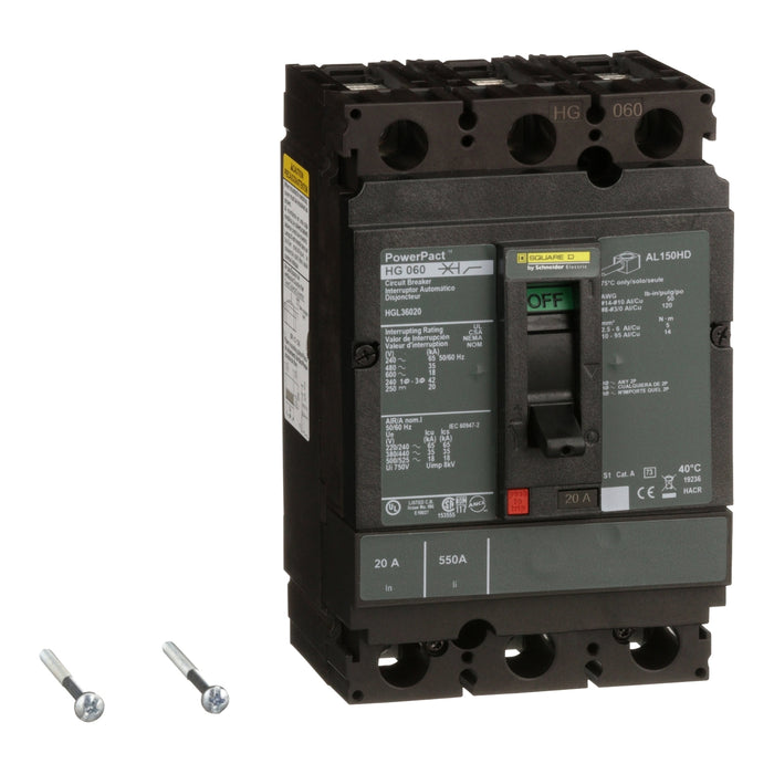 SQUARE D INT TERMOMAG C/ZAPATA 3X20A 35KA 480VAC 250VDC