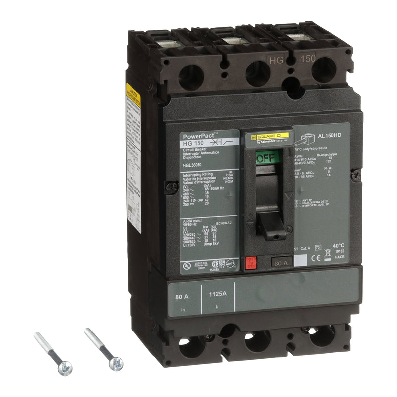 SQUARE D INT TERMOMAG C/ZAPATA 3X80A 35KA 480VAC 250VDC