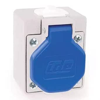 IDE 2P+TT LATE CAJA SOBREPONER MURAL SCHUKO 10/16A AZUL