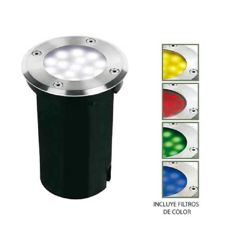 TECNOLITE EMPOTRADO DE PISO LEDS TRANSPARENTE C/FILTRO ACERO