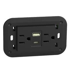 LIVING NOW TOMA CORRIENTE DUPLEX 2P+T CON 2 USB A+C NEGRO 3MOD
