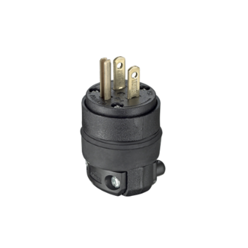 LEVITON CLAVIJA RECTA DE HULE 3X15 125V NEGRA 6266