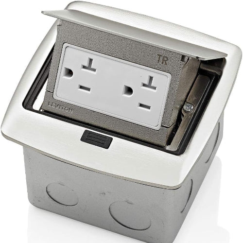 LEVITON CAJA DE PISO C/RECEP TAMPER-RESISTANT 20A COLOR NIQUEL