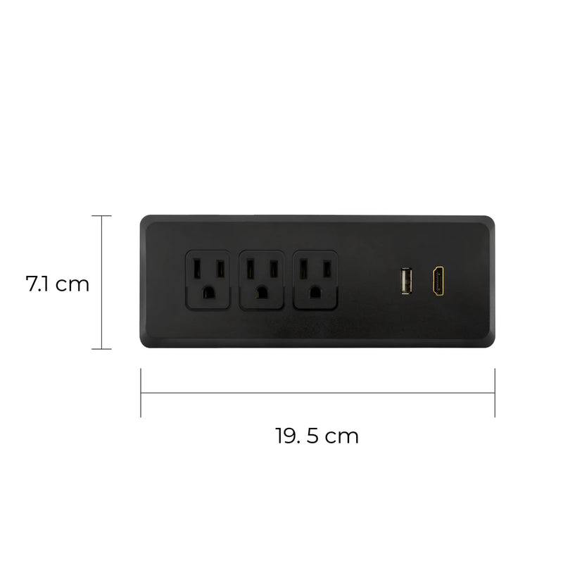 ESTEVEZ MULTIFUNCIONAL CONTACTO PARA MESA COLOR NEGRO 3X2P+T