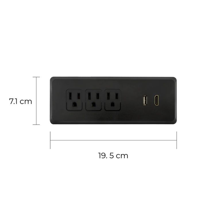 ESTEVEZ MULTIFUNCIONAL CONTACTO PARA MESA COLOR NEGRO 3X2P+T