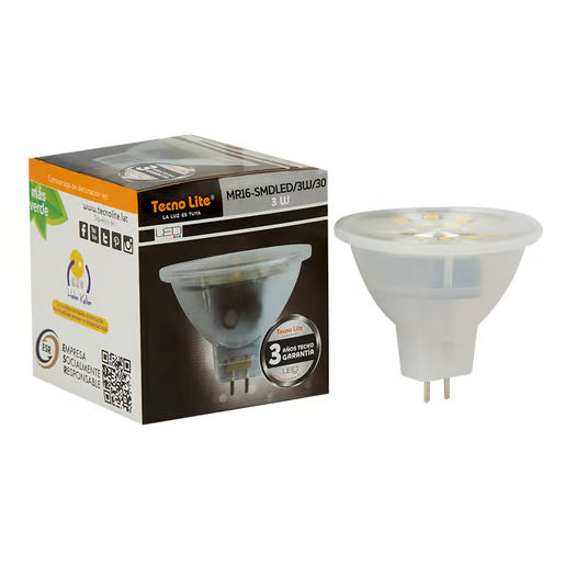TECNOLITE FOCO MR16 LED 3W 100-240V 3000K 250LM