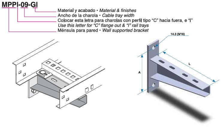 CROSSLINE MENSULA P/PARED 16" GALVANIZADA