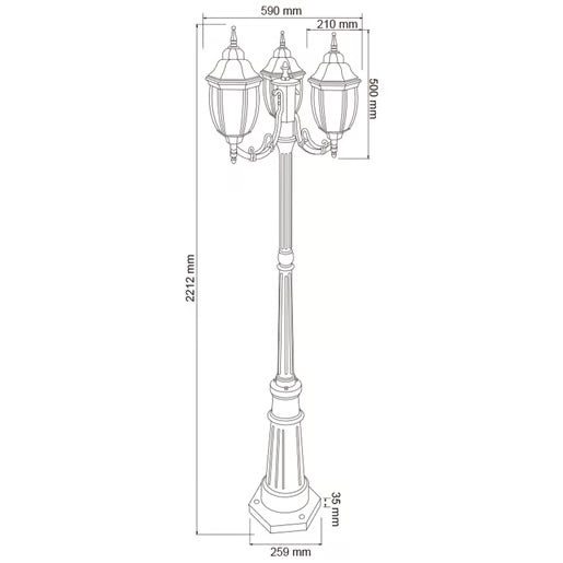 TECNOLITE EXTERIOR POSTES S/L100-240VE27X3 BADALONA PFT-6004-3/CF