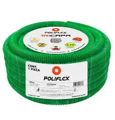 POLIFLEX VERDE TRICAPA C/GUIA 1/2 (13mm) ROLLO 100MTS EDIF VERT