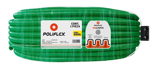 POLIFLEX VERDE TRICAPA C/GUIA 1/2 (13mm) ROLLO 100MTS EDIF VERT