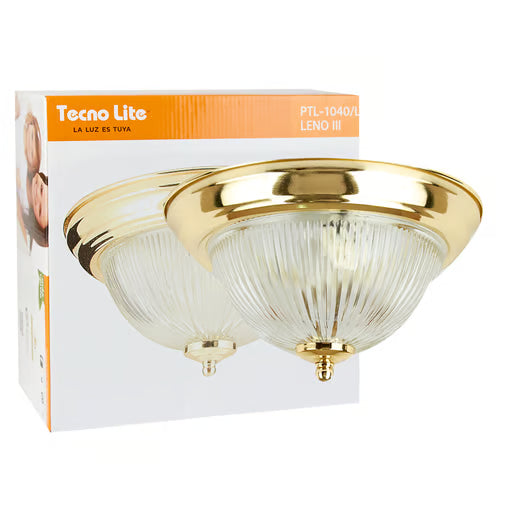 TECNOLITE LUM. 1/2 ESFERA 11"" DIO%M. TRANSP RAYADO P/E26 LAT