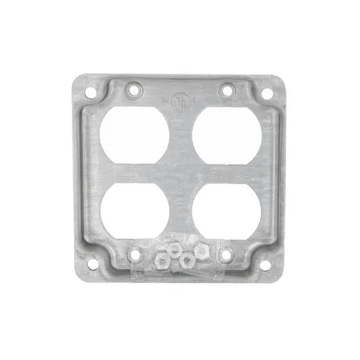 HUBBELL TAPA CUADRADA DE 4" CON 2 CONTACTOS DUPLEX