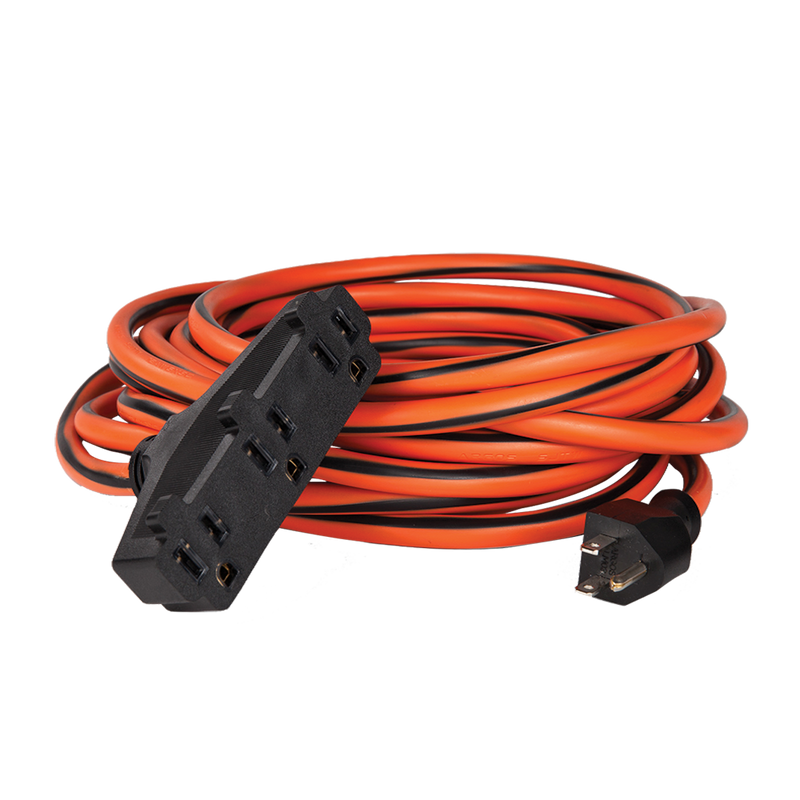 ARGOS EXTENSION 15 MTS 3X12AWG 20AMPS 3 TOMAS NARANJA/NEGRO