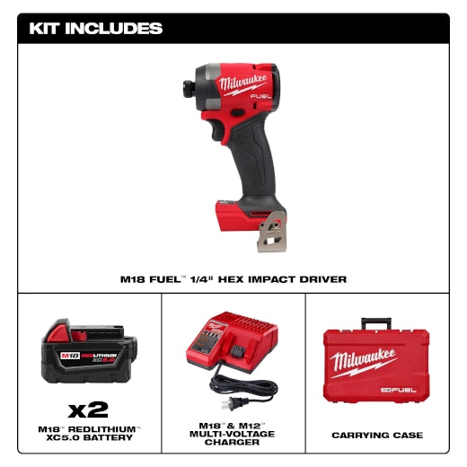 MILWAUKEE DESATORNILLADOR DE IMPACTO KIT M18 FUEL DE 1/4